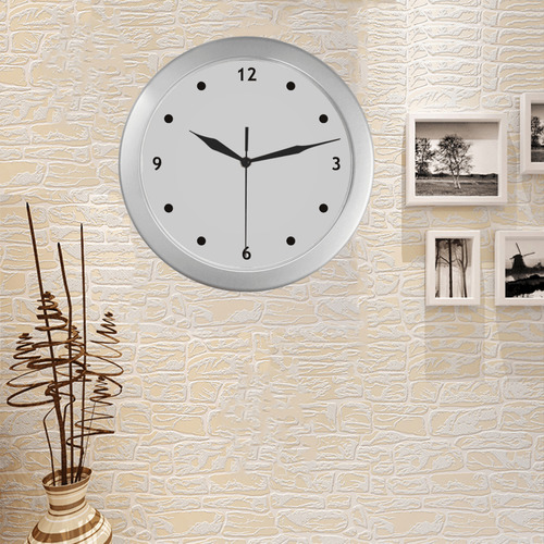 Clock Face Dots Numbers Black Frame transparent Silver Color Wall Clock