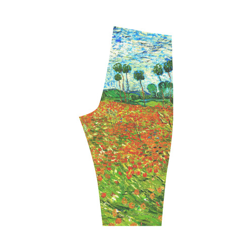 Vincent Van Gogh Field With Red Poppies Hestia Cropped Leggings (Model L03)