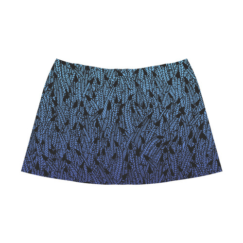 blue ombre black feather pattern Mnemosyne Women's Crepe Skirt (Model D16)