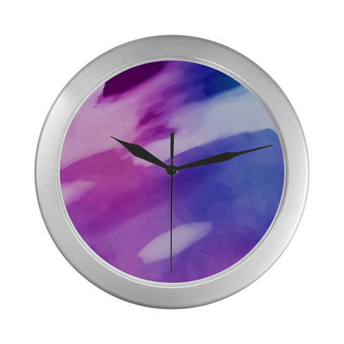 watercolor Hues Silver Color Wall Clock