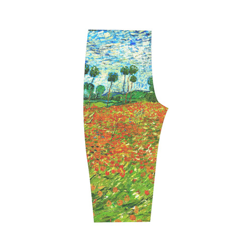 Vincent Van Gogh Field With Red Poppies Hestia Cropped Leggings (Model L03)