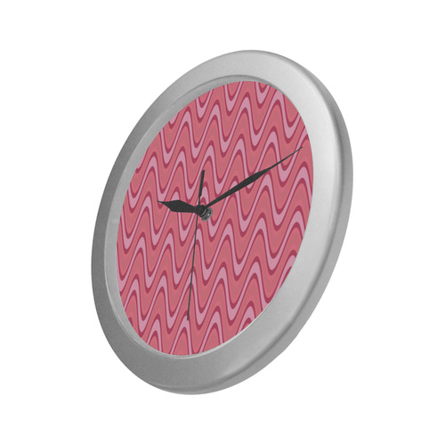 pink waves Silver Color Wall Clock