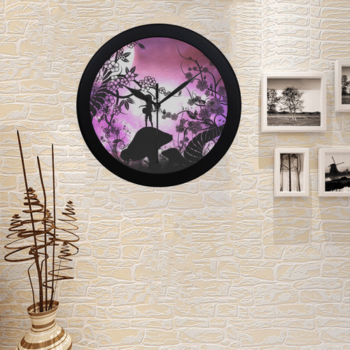 Playing fairy, fantasy forest Circular Plastic Wall clock