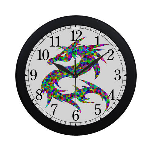 Abstract Triangle Dragon Circular Plastic Wall clock