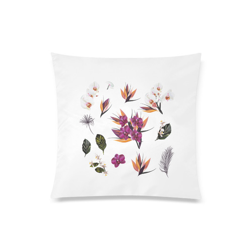 Exotic inspired designers Art Pillow edition with hand-drawn Flowers Custom Zippered Pillow Case 20"x20"(Twin Sides)