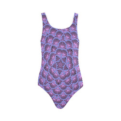 lavender scalops patternkaliedoscope Vest One Piece Swimsuit (Model S04)