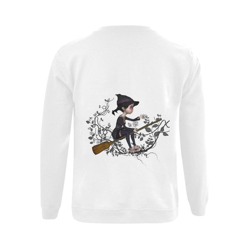 Cute witch on the broom Gildan Crewneck Sweatshirt(NEW) (Model H01)