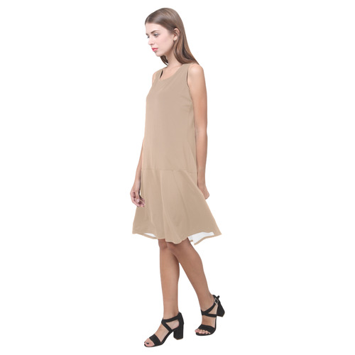 Hazelnut Sleeveless Splicing Shift Dress(Model D17)