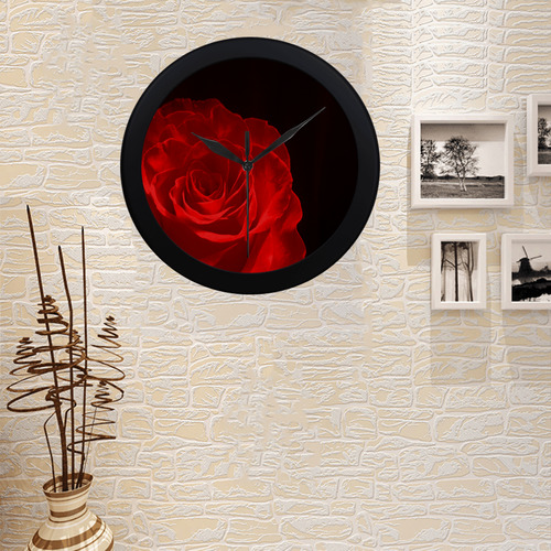 A Rose Red Circular Plastic Wall clock