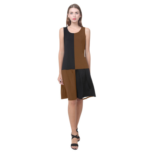 Only two Colors: Dark Brown - Black Sleeveless Splicing Shift Dress(Model D17)
