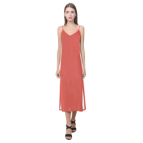 Fiesta V-Neck Open Fork Long Dress(Model D18)