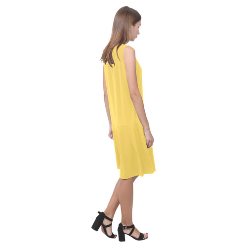 Primrose Yellow Sleeveless Splicing Shift Dress(Model D17)
