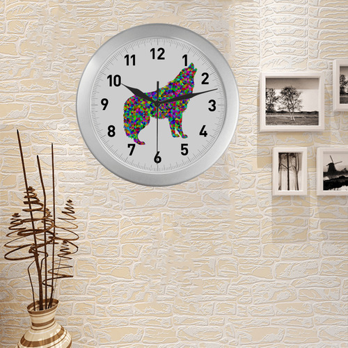 Abstract Triangle Wolf Silver Color Wall Clock