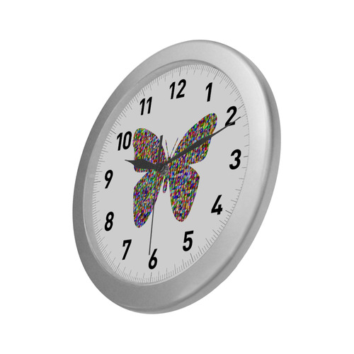 Abstract Triangle Butterfly Silver Color Wall Clock