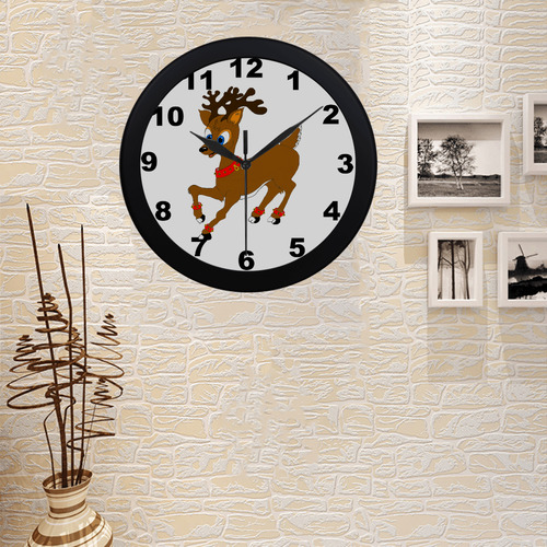 Christmas Reindeer Circular Plastic Wall clock