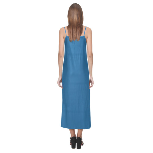 Snorkel Blue V-Neck Open Fork Long Dress(Model D18)