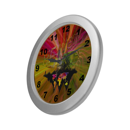 Heaven Earth Silver Color Wall Clock