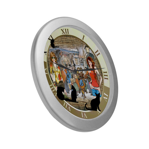 carol singers Silver Color Wall Clock