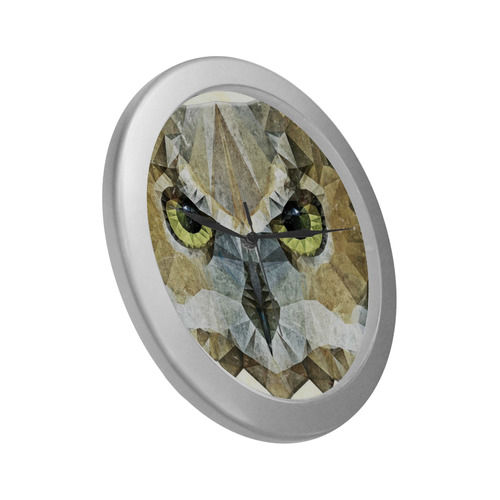 polygon owl Silver Color Wall Clock