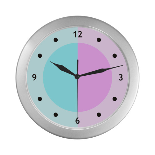Only two Colors: Turquoise - Light Pink Silver Color Wall Clock