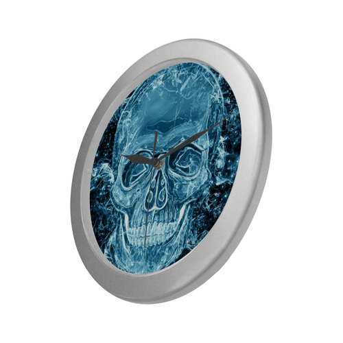 glowing skull Silver Color Wall Clock