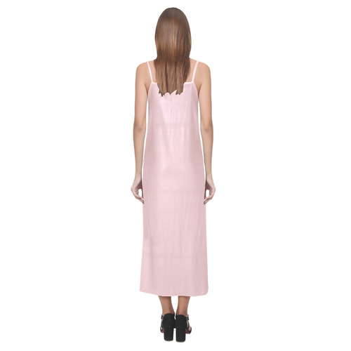 Rose Quartz V-Neck Open Fork Long Dress(Model D18)