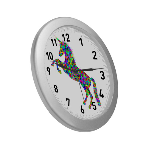 Abstract Triangle Unicorn Silver Color Wall Clock