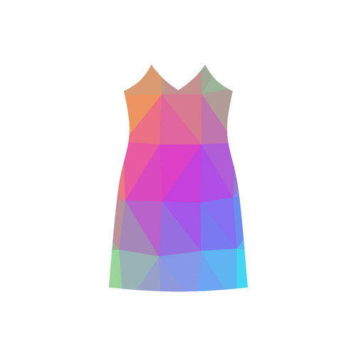 Triangle Rainbow Abstract V-Neck Open Fork Long Dress(Model D18)