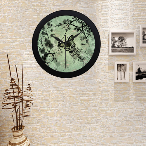 Butterflies and fantasy wood Circular Plastic Wall clock