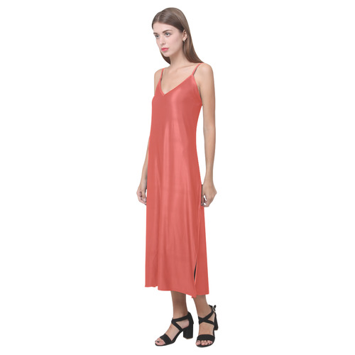 Fiesta V-Neck Open Fork Long Dress(Model D18)