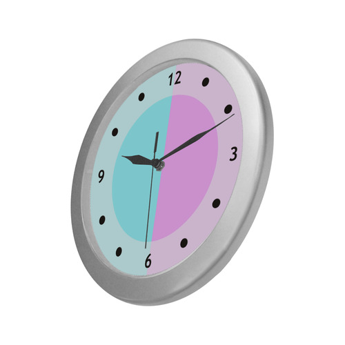 Only two Colors: Turquoise - Light Pink Silver Color Wall Clock