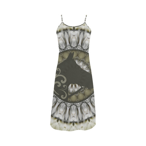 Mandala Magic Ripples HORSE HEAD SILHOUETTE Alcestis Slip Dress (Model D05)