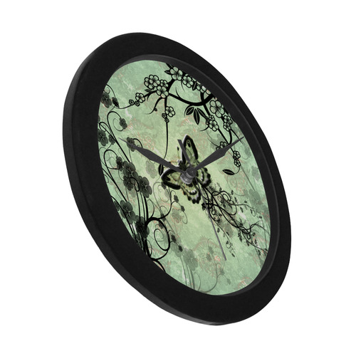 Butterflies and fantasy wood Circular Plastic Wall clock