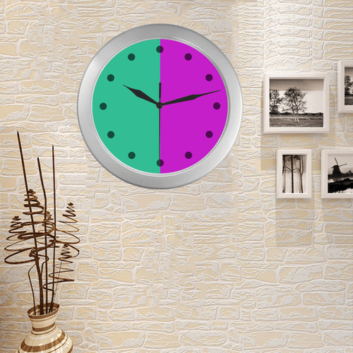 Only two Colors: Pink - Light Ocean Green Silver Color Wall Clock