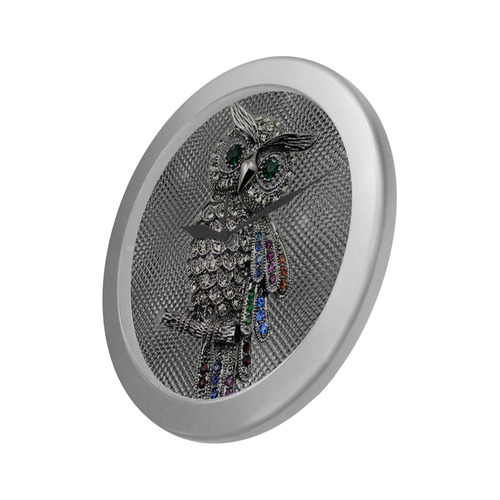 diamond owl Silver Color Wall Clock