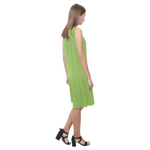 Greenery Sleeveless Splicing Shift Dress(Model D17)