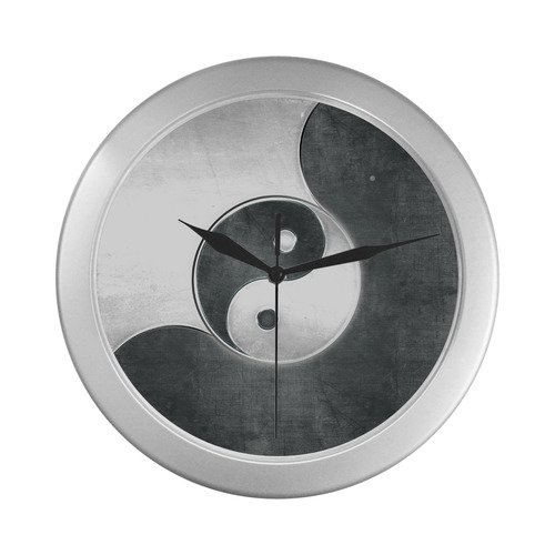 Yin Yang Silver Color Wall Clock