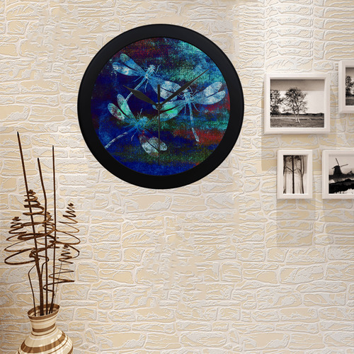 Mauritius Vintage Dragonflies Colours Y Circular Plastic Wall clock