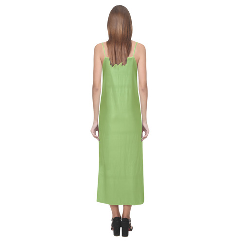 Greenery V-Neck Open Fork Long Dress(Model D18)