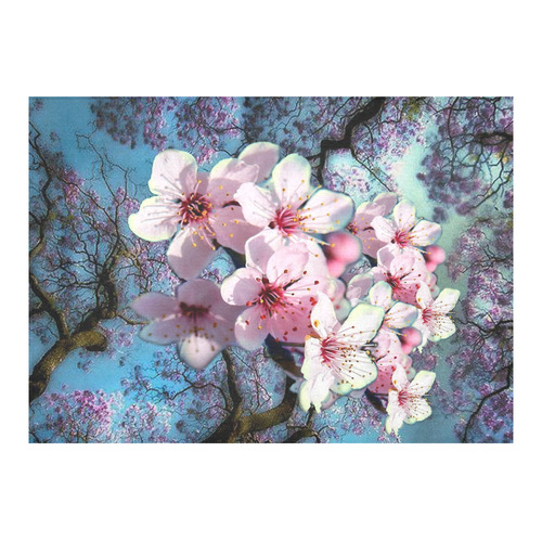 cherry blossom Cotton Linen Tablecloth 60"x 84"