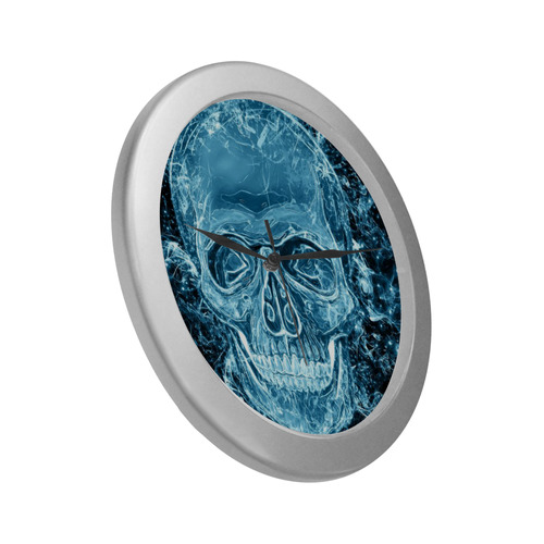 glowing skull Silver Color Wall Clock