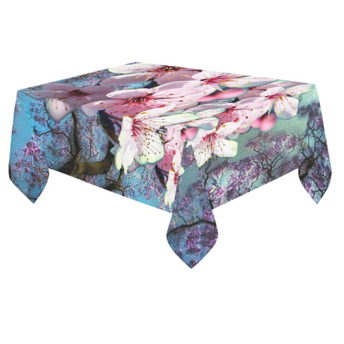 cherry blossom Cotton Linen Tablecloth 60"x 84"