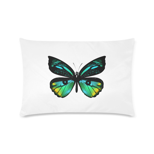 New green and cyan wild exotic neon Butterfly : designers version on white / 2016 edition Custom Zippered Pillow Case 16"x24"(Twin Sides)