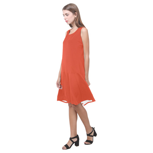 Tangerine Tango Sleeveless Splicing Shift Dress(Model D17)