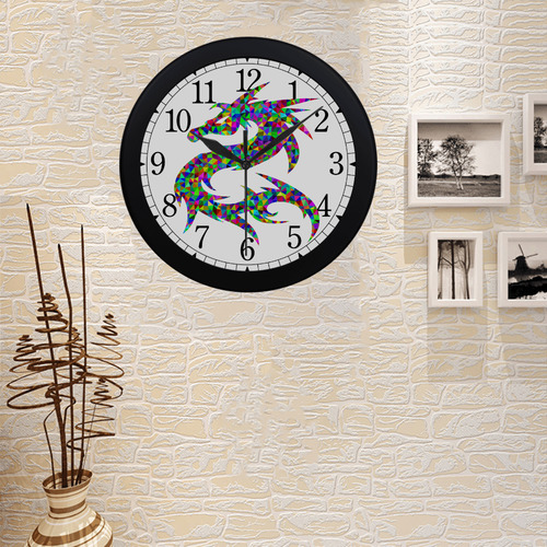 Abstract Triangle Dragon Circular Plastic Wall clock