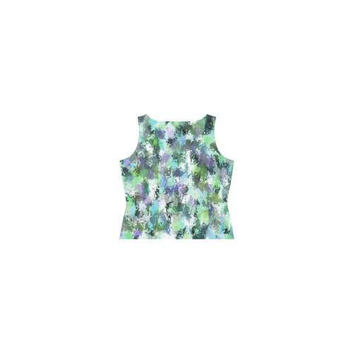 Green Paint Splatter Sleeveless Splicing Shift Dress(Model D17)