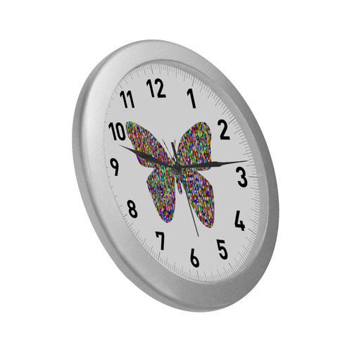 Abstract Triangle Butterfly Silver Color Wall Clock