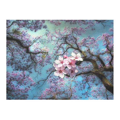 Cherry blossomL Cotton Linen Tablecloth 52"x 70"