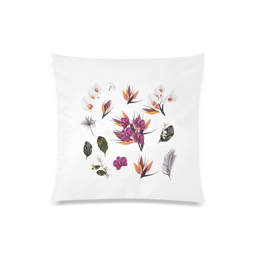 Exotic inspired designers Art Pillow edition with hand-drawn Flowers Custom Zippered Pillow Case 20"x20"(Twin Sides)