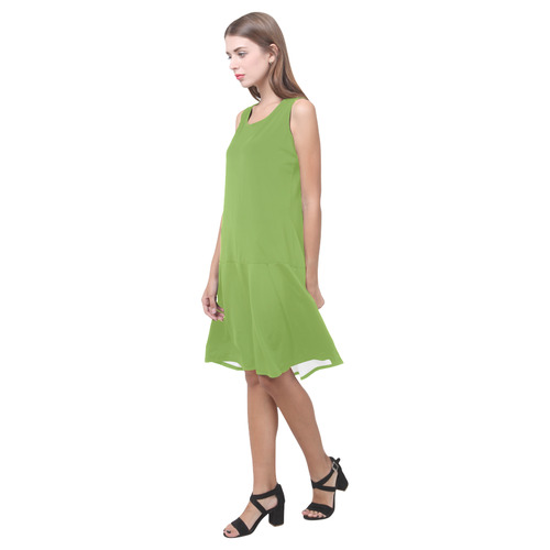Greenery Sleeveless Splicing Shift Dress(Model D17)